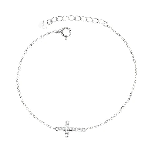 Silber Schimmernde Kreuz Armkette