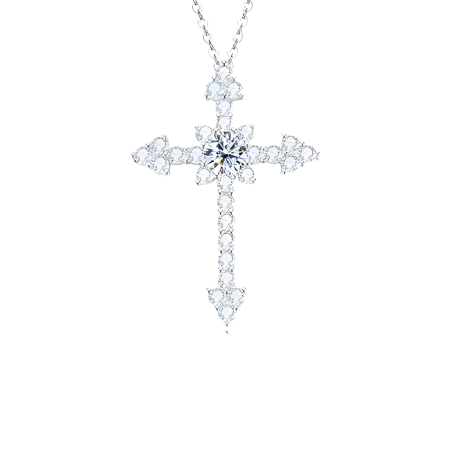 Schimmernde Silberne Kreuzkette