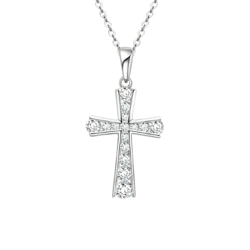 Silberne Glitzer Kreuzkette
